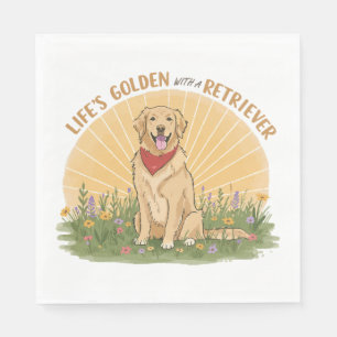 Serviette En Papier Vie d'or avec un rétro mignon - Design doré