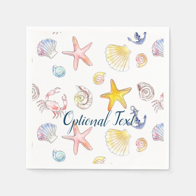 Serviette En Papier Vie marine et Ancres (Devant)