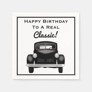 Serviette En Papier Vieille voiture classique au-dessus du joyeux
