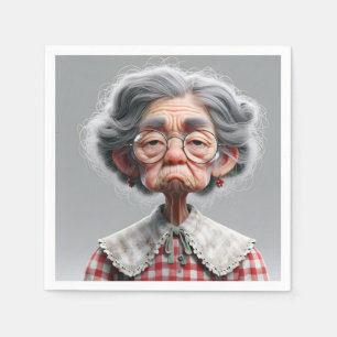 Serviette En Papier Vielle Dame grincheuse