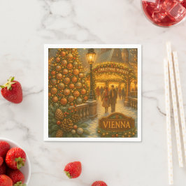 Serviette En Papier Vienna Christmas Market | Vintage Holiday Travel 