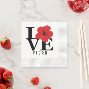 Serviette En Papier Viera AMOUR Hibiscus Rouge