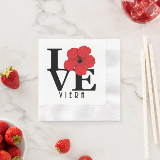 Serviette En Papier Viera AMOUR Hibiscus Rouge