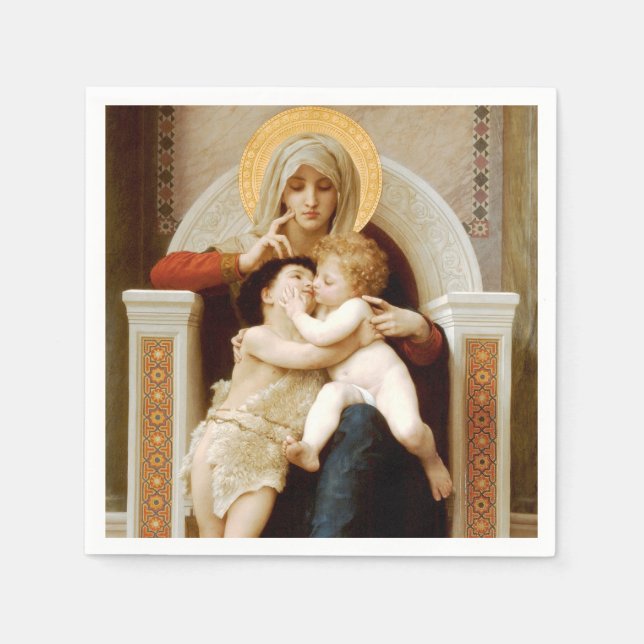 Serviette En Papier Vierge avec enfant & Jean le Baptiste, Découpage (Devant)