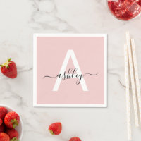 Vierge rose moderne Script Girl Monogramme Nom
