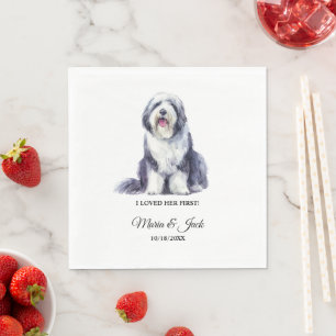 Serviette En Papier Vieux anglais Sheepdog Full Color Pet Mariage