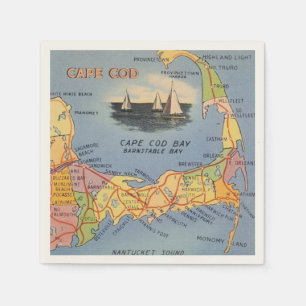 Serviette En Papier Vieux Cape Cod Massachusetts Carte