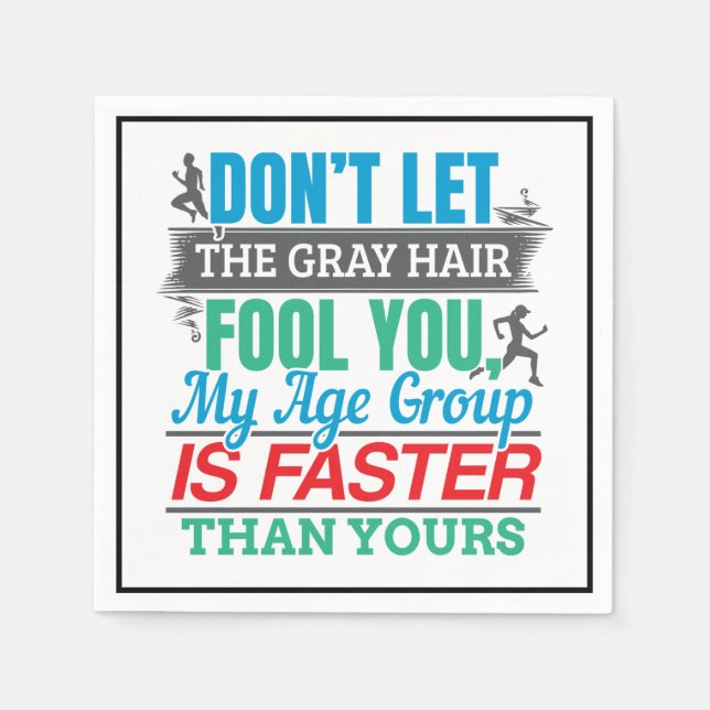 Serviette En Papier Vieux coureur amusant - Groupe d'âge plus rapide (Devant)