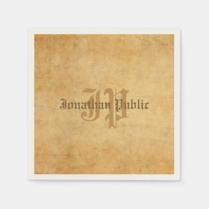 Serviette En Papier Vieux papier look Modèle main Vintage Monogramme