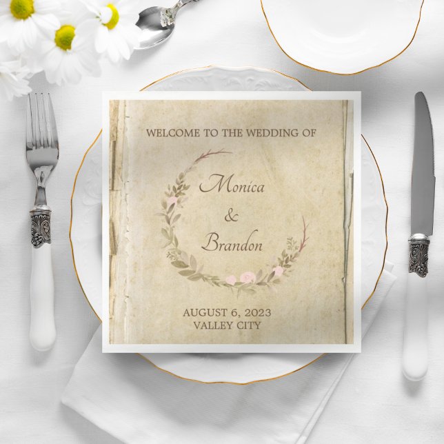 Serviette En Papier Vieux papier vintage serviettes de mariage (Créateur téléchargé)