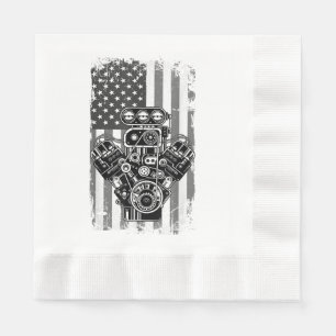 Serviette En Papier Vieux Piston de Voiture de Muscle de Drapeau Améri