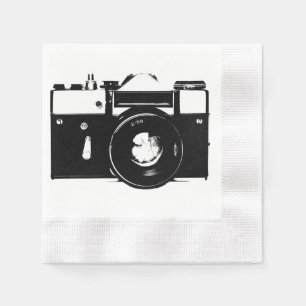 Serviette En Papier Vieux rétro appareil-photo monochrome de SLR