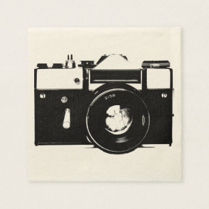 Serviette En Papier Vieux rétro appareil-photo monochrome de SLR