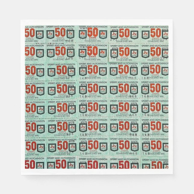 Serviette En Papier Vieux timbres verts (Devant)