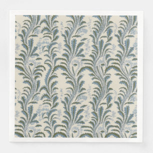 Serviette En Papier Vigne à plumes verte olive et bleue