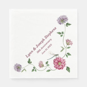 Serviette En Papier Vigne florale rose et violette