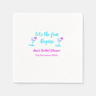 Serviette En Papier Vigne rose bleue vitre nuptiale douche Commençons
