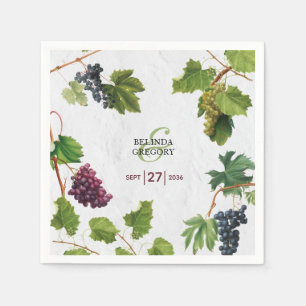 Serviette En Papier Vignoble de raisins Méditerranée Grec Mariage