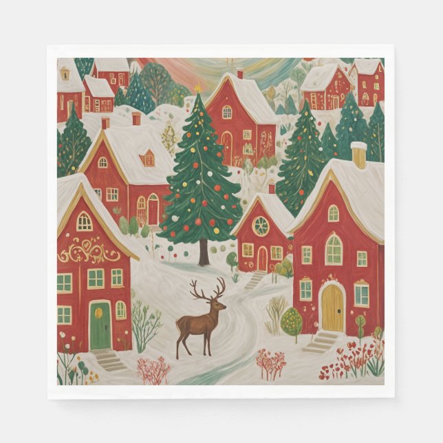 Serviette En Papier Village de Noël (Devant)