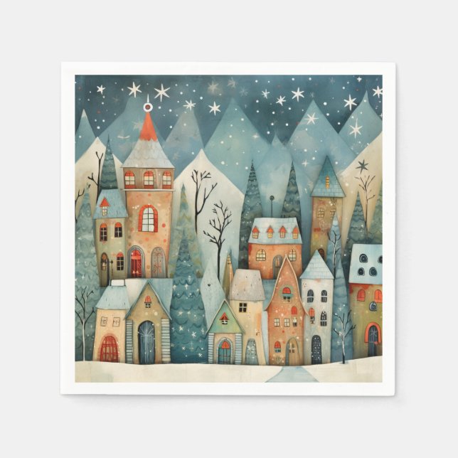 Serviette En Papier Village de Noël (Devant)