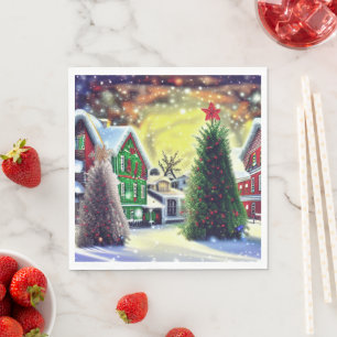 Serviette En Papier Village de Noël d'hiver