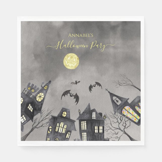 Serviette En Papier Ville éffrayante Halloween Napkins (Devant)