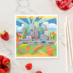 Serviette En Papier Ville En Automne