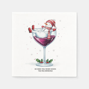 Serviette En Papier Vin amusant boire de neige bonhomme Fête de vacanc