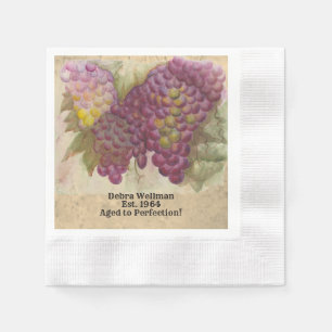 Serviette En Papier Vin Anniversaire Aquarelle Raisins Vieillis à la P