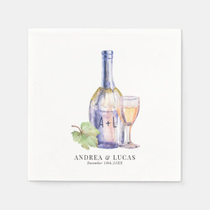 Serviette En Papier Vin aquarelle Elegant Engagement Party