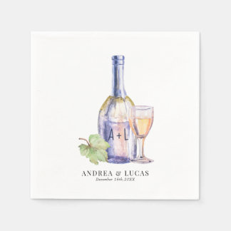Serviette En Papier Vin aquarelle | Elegant Engagement Party