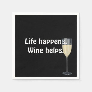 Serviette En Papier vin blanc avec citation noir