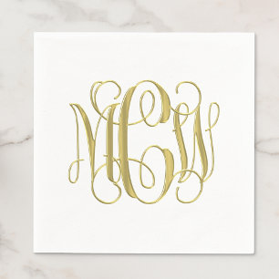 Serviette En Papier Vin blanc Preppy Script Monogramme do-it-yourself
