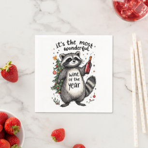 Serviette En Papier Vin de l'année le plus merveilleux Raccoon