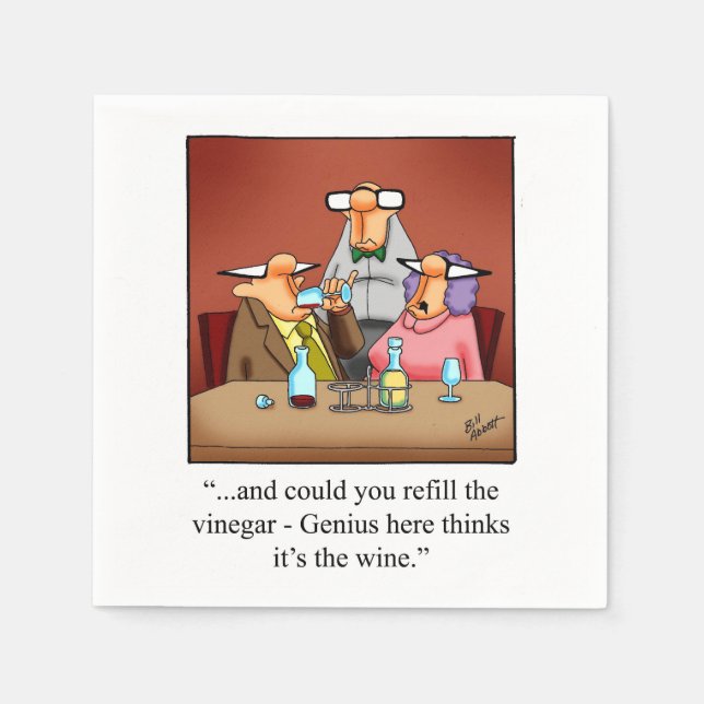 Serviette En Papier Vin Humour Cocktail Party Napkins (Devant)