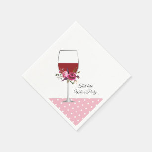 Serviette En Papier vin rouge, anniversaire adulte, mariage, floral