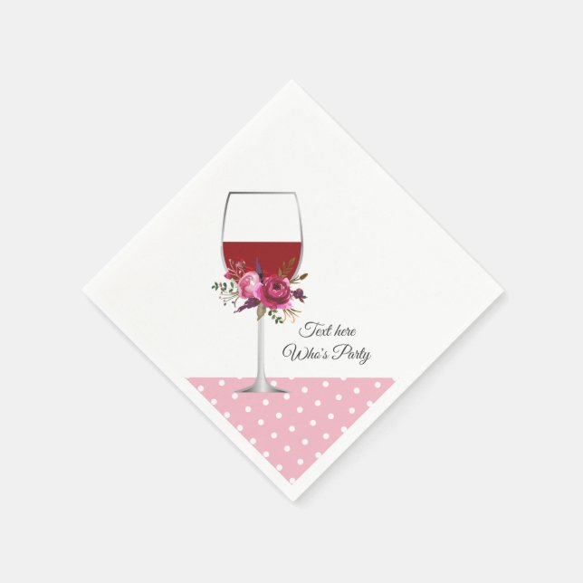 Serviette En Papier vin rouge, anniversaire adulte, mariage, floral (Coin)