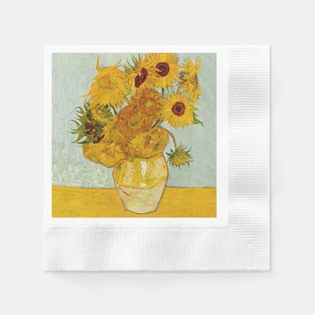 Serviette En Papier Vincent Van Gogh 12 Tournesols Impressionniste (Devant)