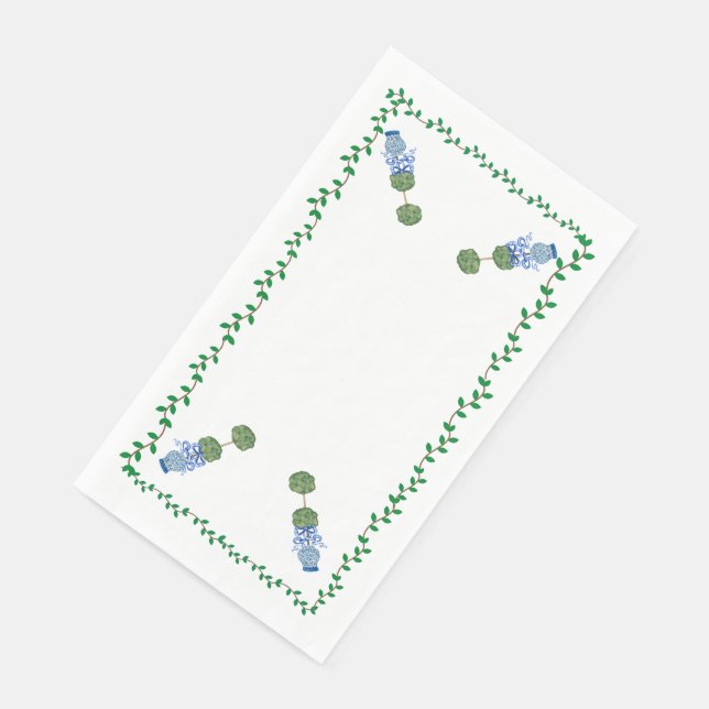 Serviette En Papier Vine Topiaire de Jar Ginger Bleu (Coin)