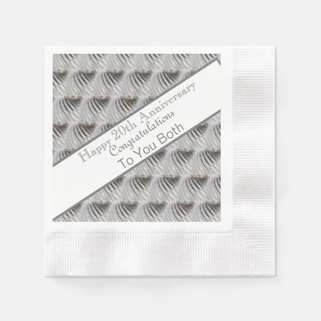 Serviette En Papier Vingtième anniversaire Mariage Platine (Devant)