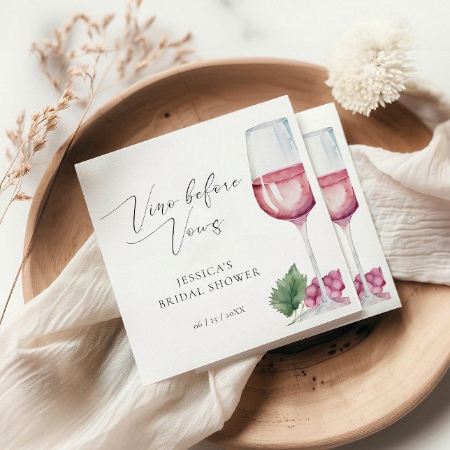 Serviette En Papier Vino aquarelle avant Vows Fête des mariées serviet (Créateur téléchargé)