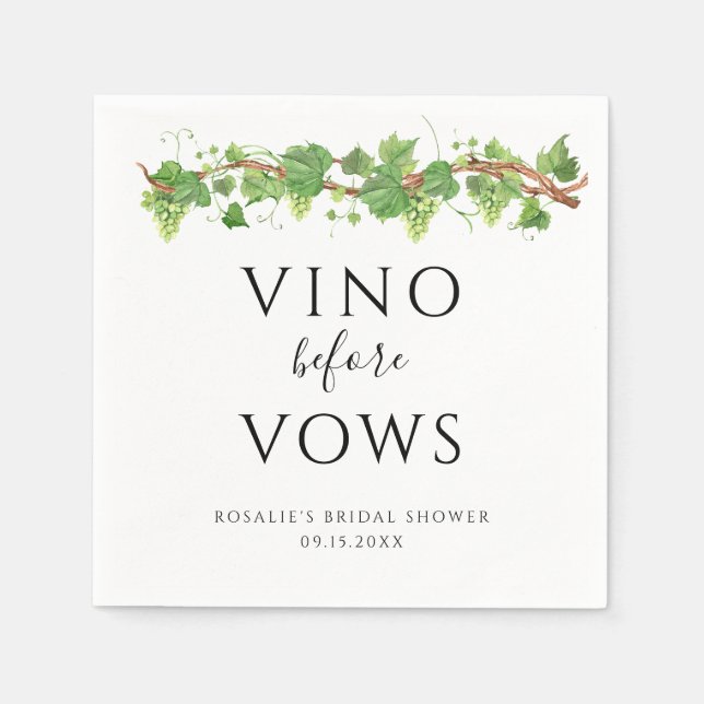 Serviette En Papier Vino avant Vows Fête des mariées (Devant)