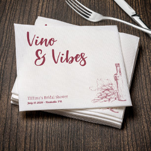 Serviette En Papier Vino & Vibes Enterrement de Vie de Jeune Fille
