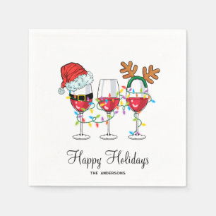 Serviette En Papier Vins de Noël festifs Lunettes de Vins de Joyeux Va