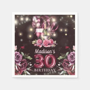 Serviette En Papier Vins et ballons 30e anniversaire Personnalisé