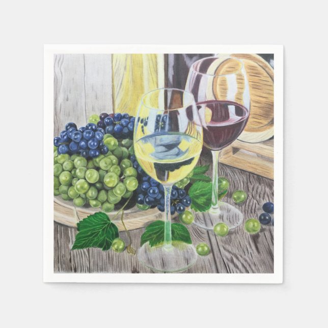 Serviette En Papier Vins et raisins (Devant)