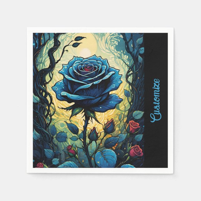 Serviette En Papier Vins Roses bleus 1 (Devant)