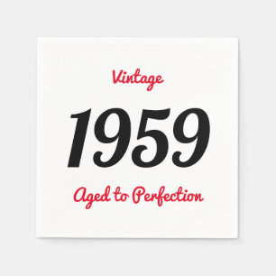 Serviette En Papier Vintage 1959 Vieilli à la Perfection 60 Fête d'ann