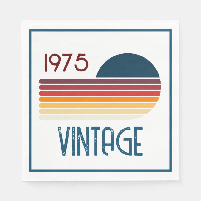 Serviette En Papier Vintage 1975 Retro Stripe Sun 50e anniversaire (Devant)