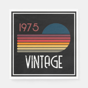 Serviette En Papier Vintage 1975 Retro Stripe Sun 50e anniversaire